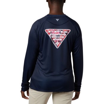 Columbia Ženske Majice S Kapuljačom - Tidal PFG Printed Triangle Long Sleeve Tamnoplave | QMOB-76253